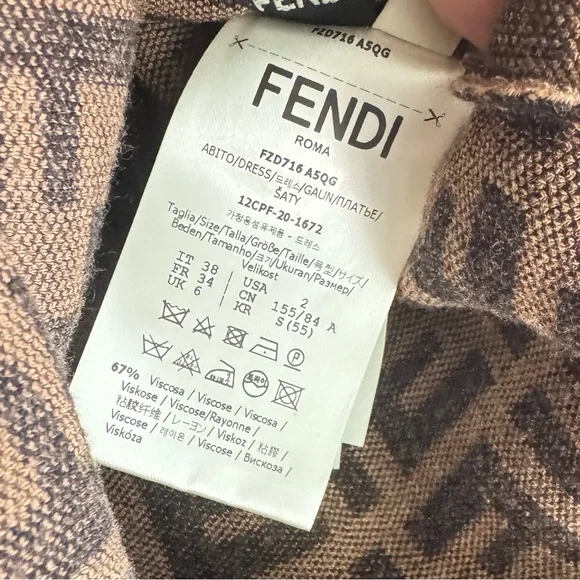 FENDI Brown & BlackMonogram Long Sleeved Knit Dress size 38IT (NWT) -  rajagirimanappuram.com